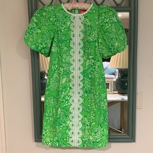 Lilly Pulitzer Alyce Elbow Sleeve Stretch Cotton Shift Limeade